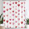 1Pc Romantic Pink Love Print Waterproof Shower Partition Privacy Hanging Curtain With 12 Hooks Multiple Size Machine Washable