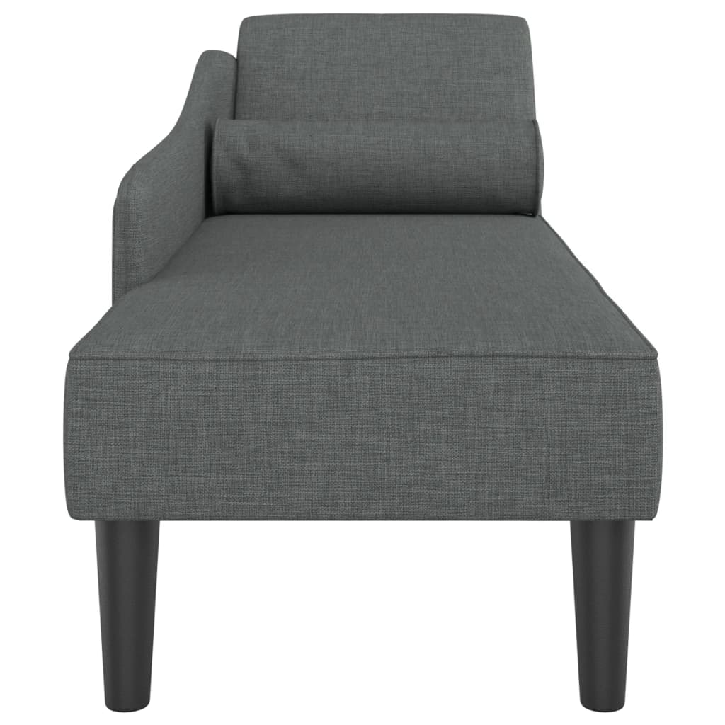 Vidaxl Chaise Longue Con Cuscini, Grigio Scuro, Rivestita in Tessuto