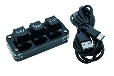 XYZA Winzige Tastatur, Kopieren, Einfügen, Ausschneiden, 3 Tasten, Schwarz