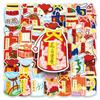 50 Lucky Bags Personalized Chinese Style Hand-painted Blessing Creative Decorative Water Cup Suitcase Mobile Phone Case Stickers