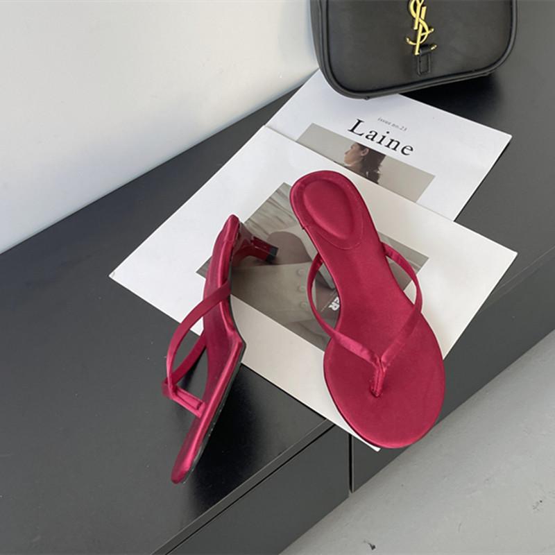 Bailamos Summer Thin High Heel Women Slipper Fashion Narrow Band Slip On Ladies Flip Flop Outdoor Dress Sandal Slides Shoes Muje