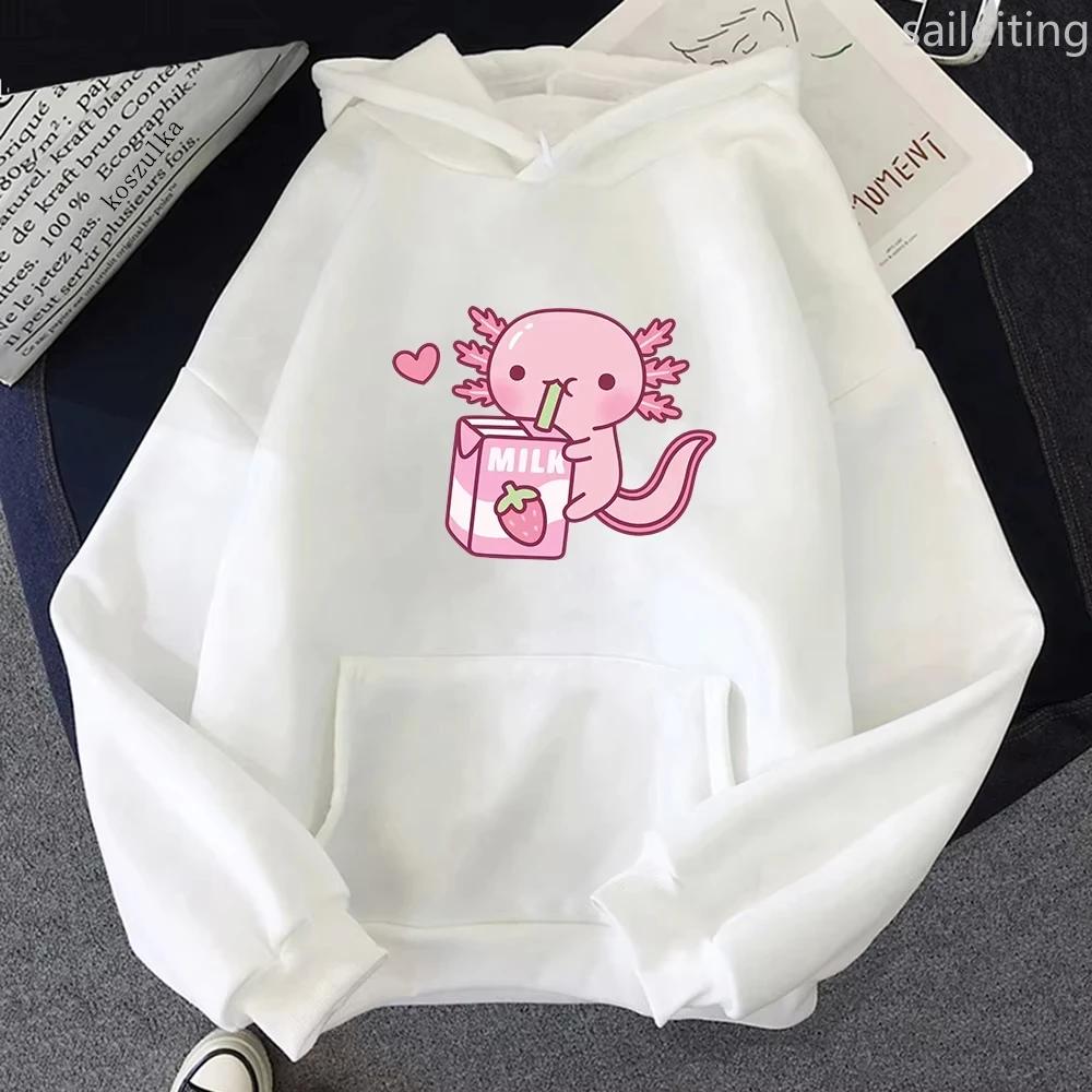 2025 Anime Loves Strawberry Milk Doodle Hoodie Kangaroo Pocket Winter Women Spring Autumn Sweatshirt Harajuku Aesthetic Clothes