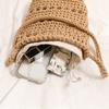 Cute Korean Style Hollow Out Knitted Weave Bag Braided Solid Color Knitted Shoulder Bag Handbag Vacation Style Beach Bag Daily