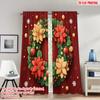 2 st 2D plattryck Jul Klassiska Heta Gardiner Julkransprydnader Digitaltryckta Polyestergardiner Familjefest