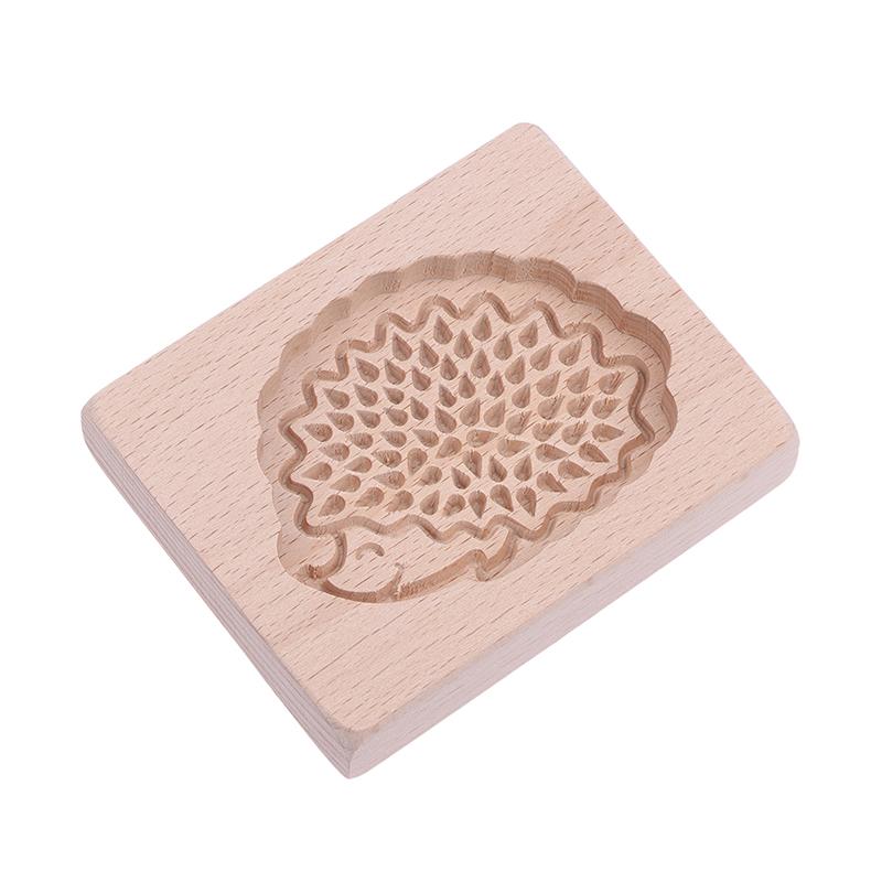 1Pc Wood Cookie Mold, Animals Patterns 3D Carved Embossed Biscuit Cutter Moulds Hedgehog Horse Owl Squirrel Rabbit