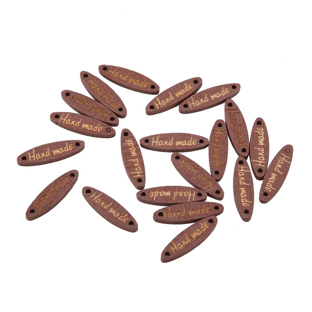 200pcs Oval Wood Buttons Handmade Label 2Holes Wooden Decorative Buttons DIY Scrapbooking Craft