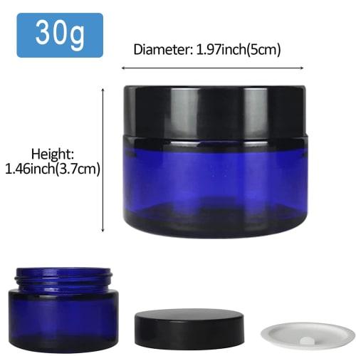 Set of 2 30g Blue Cream Containers, Glass Balm Containers, Light-Resistant Bottles, Heat-Resistant Cosmetic Containers, Aroma Cream Refill Containers,