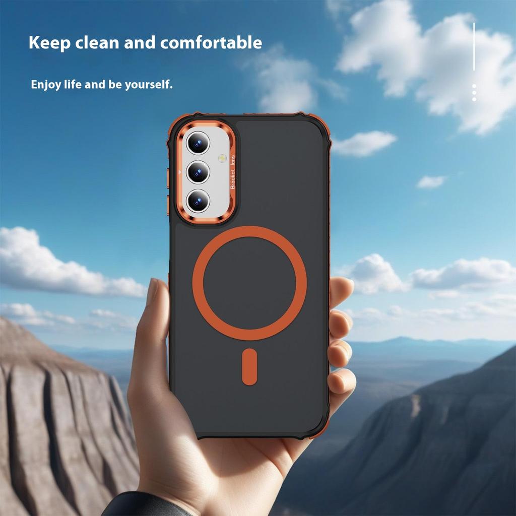 For Samsung Galaxy S24+ Case with Lens Kickstand Matte Back Cover Compatible with MagSafe