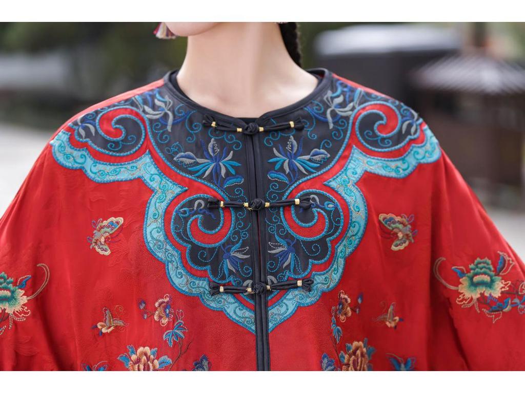Ethnic Embroidered Loose Fit Cardigan with Chinese Frog Buttons