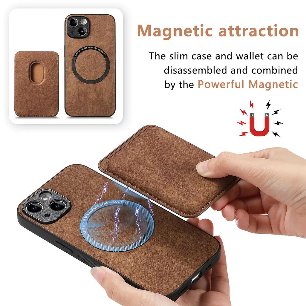 2 In 1 Detachable Magnetic Cards Solt Leather Case For iPhone 15 16 Pro Max 14 Plus 13 12 Mini Xs XR Se 2022 For Magsafe Cover