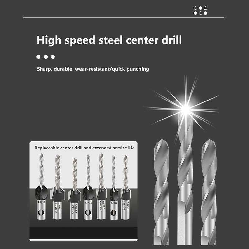 1 buc Limitator pentru prelucrarea lemnului Freză cu alezor cu patru muchii Cap din aliaj Burghiu cu gaură conică Adâncime reglabilă Burghiu în trepte Alezor pentru șuruburi ascunse