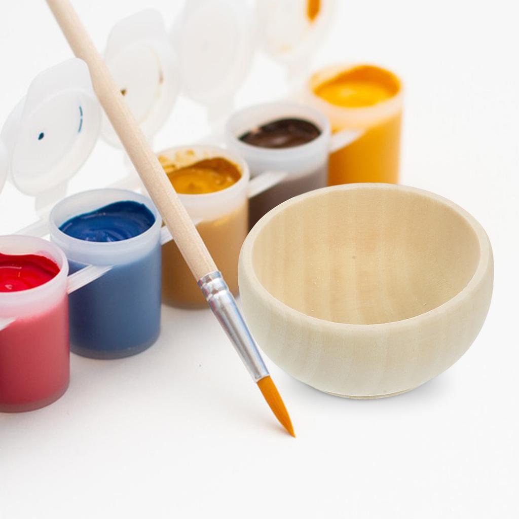 10 Pcs Small Wooden Bowl Unfinished Crafts Bowls Decorate for Painting Unpainted