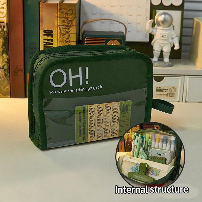 

New New Large Capacity Canvas Pencil Case Simple Style Student Stationery Storage Box School Office Supplies