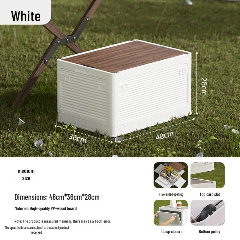 Bingyue Camping Foldable Storage Box with Wood Lid