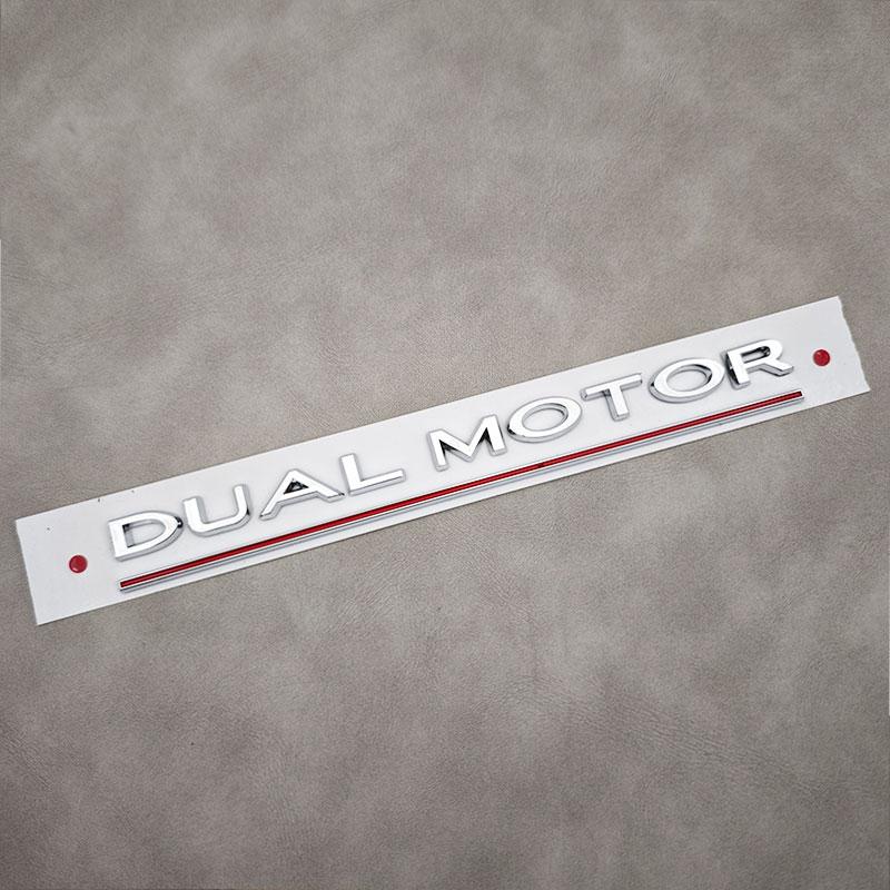 3D Letter Dual Motor Underlined Emblem Badge Car Rear Trunk Decal Sticker for Tesla Model 3 X Y S Decorative Auto Accessories