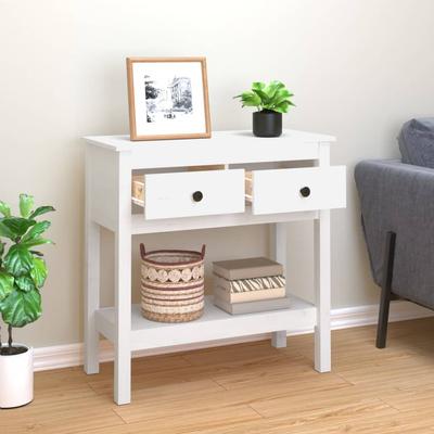 Console Table White 75x35x75 Cm Solid Pine Wood