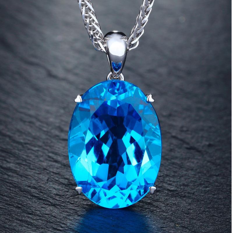 BELLA BOX New Luxury High-end Oval Blue Drop Shaped Large Pendant Women's Fashion Clavicle Chain Fine High Grade Jewelry