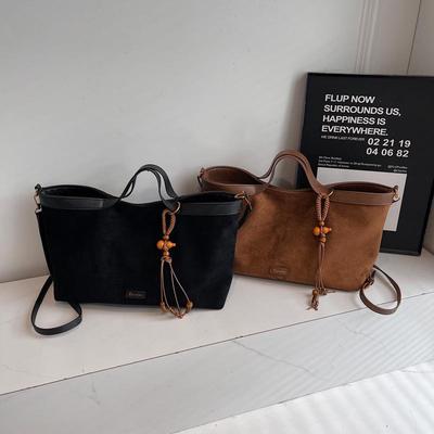Autumn Korean Retro Suede Tote Bag - Women's Vintage Shoulder Handbag