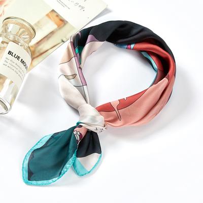 Small Silk Scarf Women's Spring and Summer New Neck Scarf Versatile Printing Printing Small Square Scarf Gift Silk Scarf