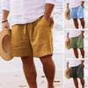 Mittelhohe elastische Taille Kordelzug Herren Shorts Taschen Gerades weites Bein Knielang Einfarbig Locker Fitness Strandshorts Sportbekleidung