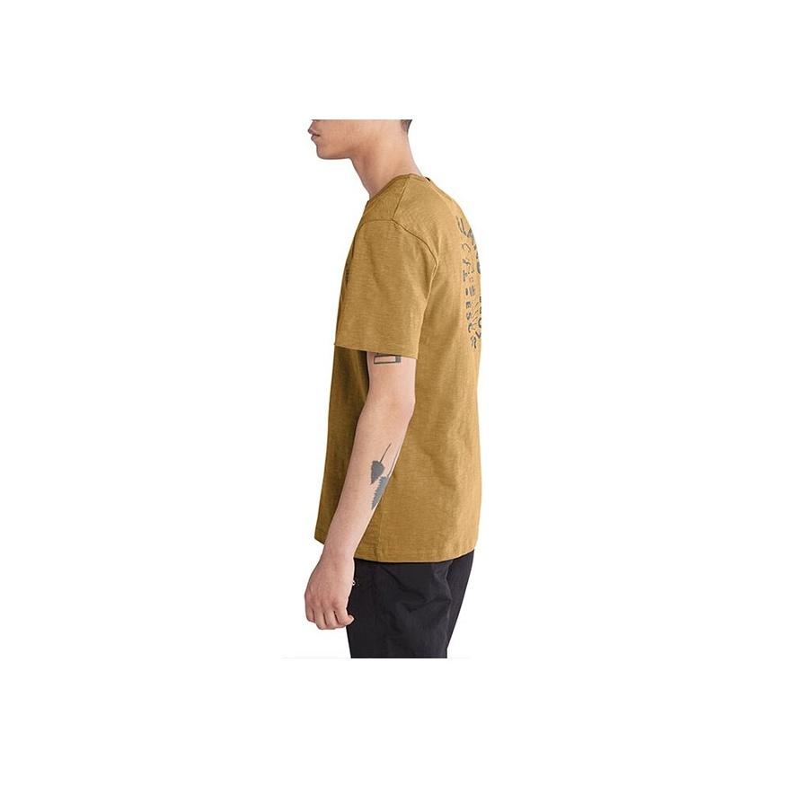 Timberland Back Letter Pattern Printed American Vintage Crew Neck Short Sleeve T-Shirt Men Tops Wheat A27DK-P47