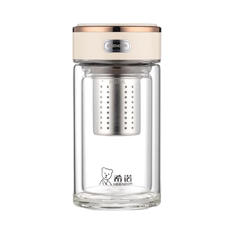 

Heenoor XN-602M Antibacterial Double-Layer Glass Tea Infuser Bottle