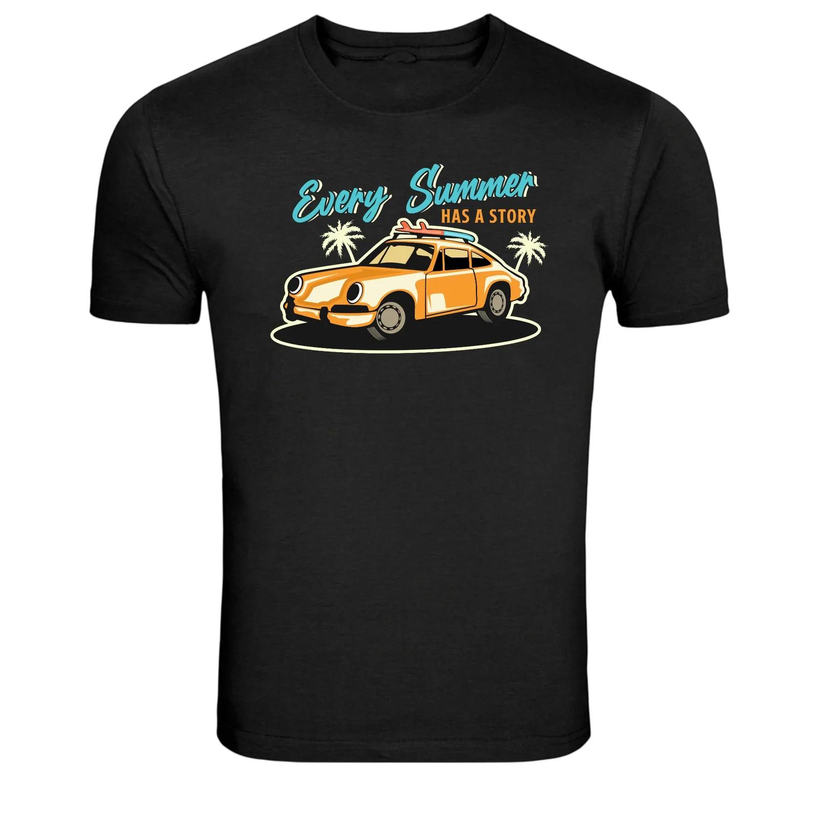 Every Summer Has A Story Classic Car Beach Graphic T Shirt XL