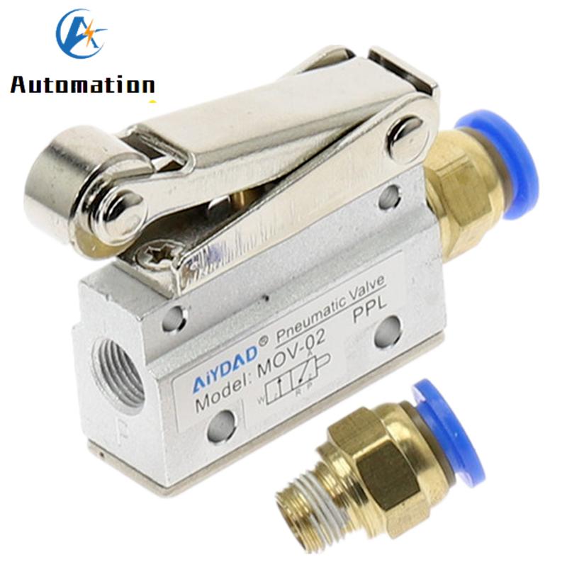 MOV-02 PT 1/8"Female Thread 3 Position 2 Way Pneumatic Mechanical Valve MOV-321 Reversing Valve Roller Hand Manual Valves