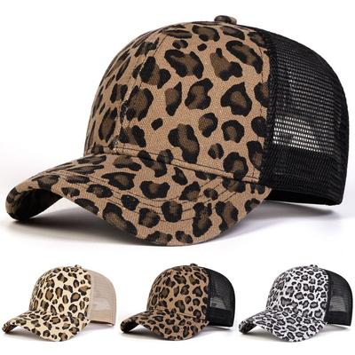 With Breathable Mesh Leopard Print Baseball Caps Vintage Sunshade Peaked Caps  Casual Wear