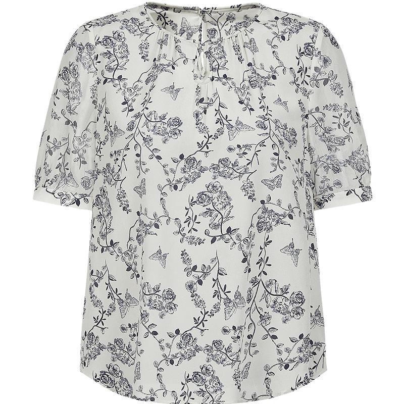 

JZ Annakou 2025 Summer Women s 100% Silk Floral Top L