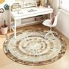 1Pcs Stone Round Rug Non-Slip Machine Washable Floor Mat 2D Flat Vintage Floral Area Rug for Living Room Bedroom Decor