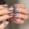 24 Stück Y2K Romantisch Blauverlauf Französische Spitze Gold Mond Stern Mandel Press-On Nägel Falsche Nagelspitzen für Damen