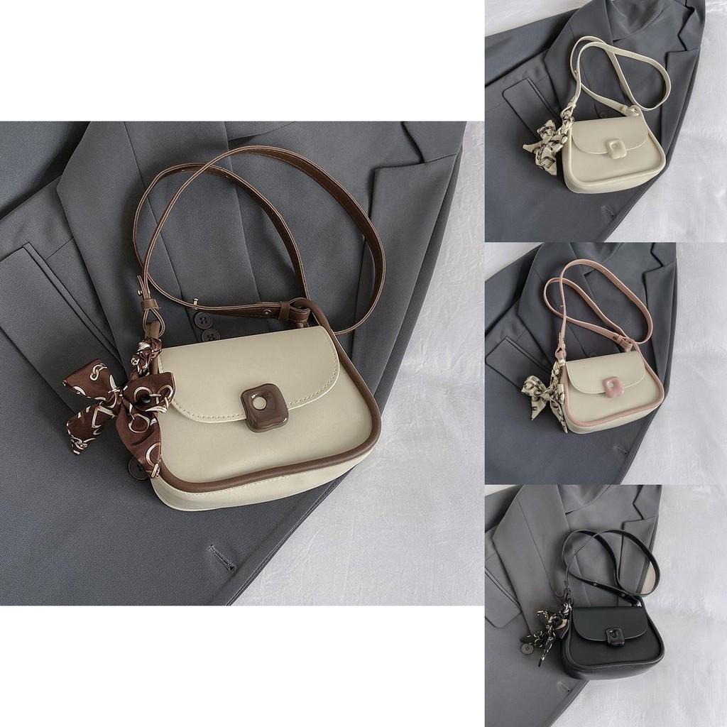 Stylish Pu Leather Handbag Fashionable Scarf Handle Small Shoulder Bag For Women