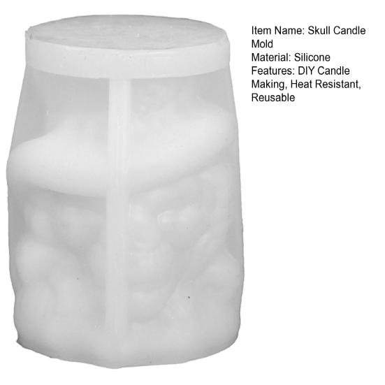 huaqianguhh 3D Cowboy Skull Silicone Mold, Halloween Skeleton Candle Mold for Epoxy Resin, Making, Soap, Clay, Wax Casting, Home Decor