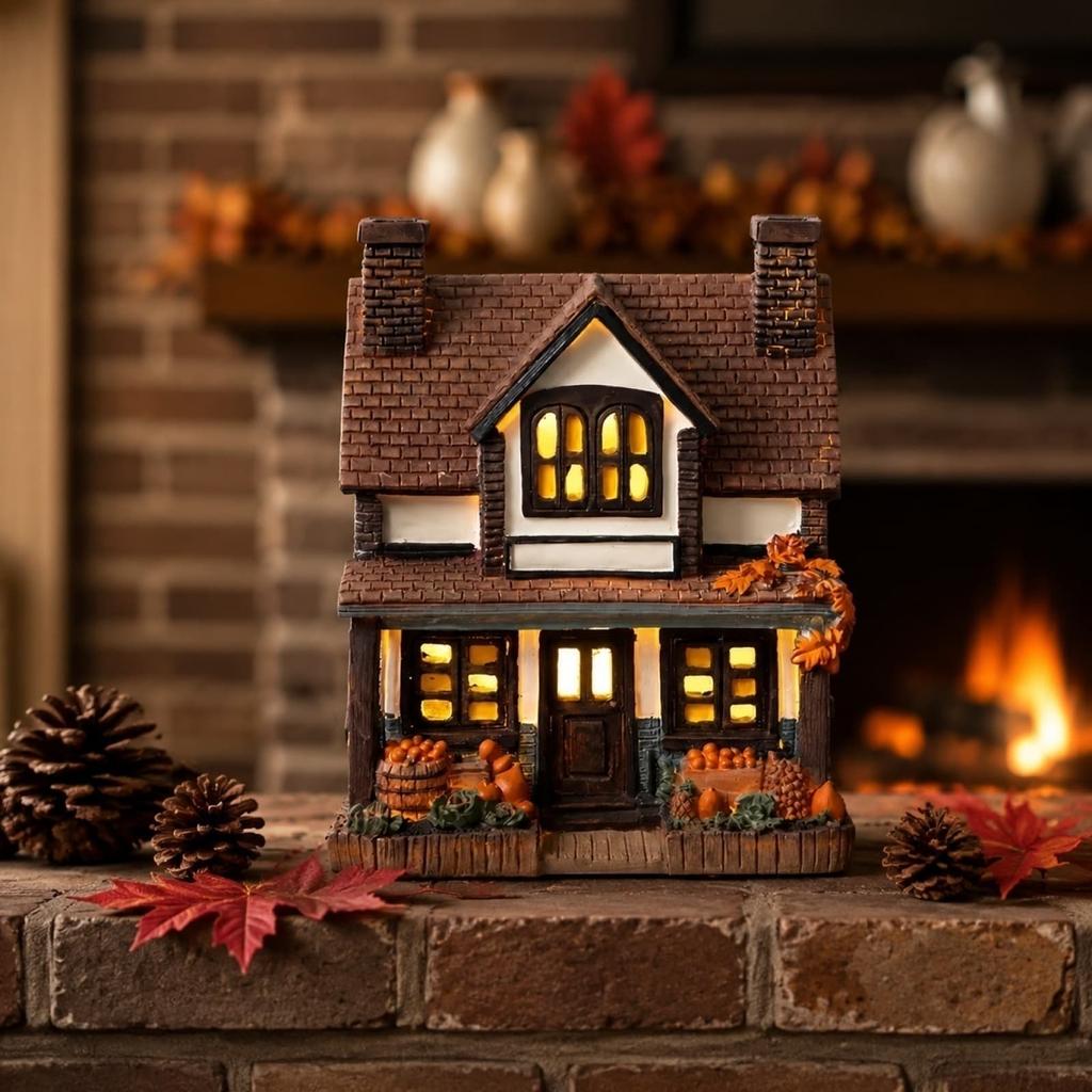 Kürbis Fenster Hütte Dekorative Nachtlampe Herbst Ernte Haus Tischakzent für Schlafzimmer Wohnzimmer Saisonale Heimdekoration