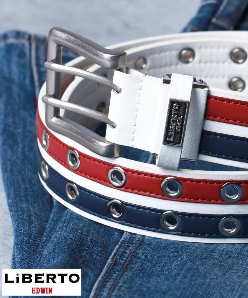 Double Pin Faux Leather Belt with Free Size [Libert Edwin] Men's Eyelets, Casual, White,