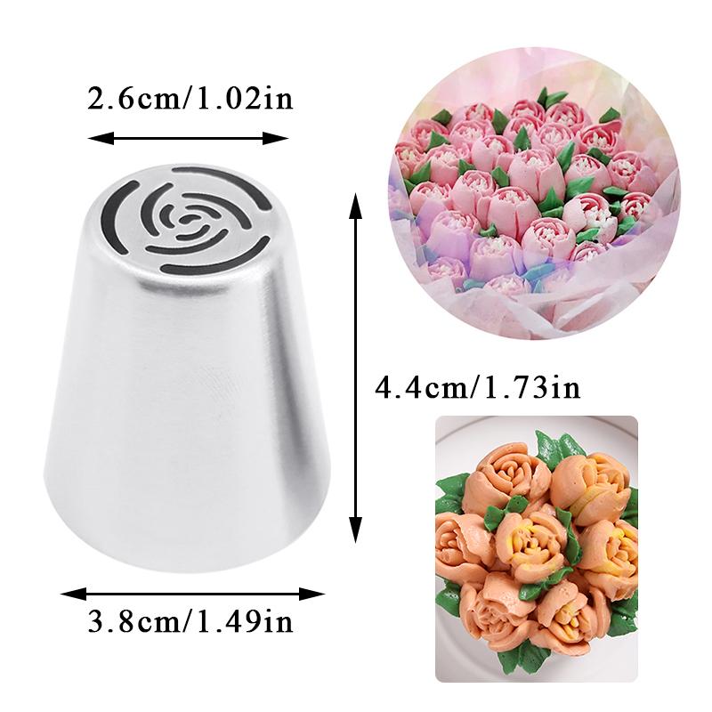 30pcs Russian Tulip Icing Piping Nozzles Pastry Cream Tips Stainless Steel Pastry Nozzles Confectionery Tool Baking Pastry Bag