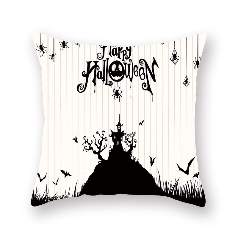Halloween Pillow Cover Cartoon Skull New Short Velvet Cushion Cover Sofa Cushion