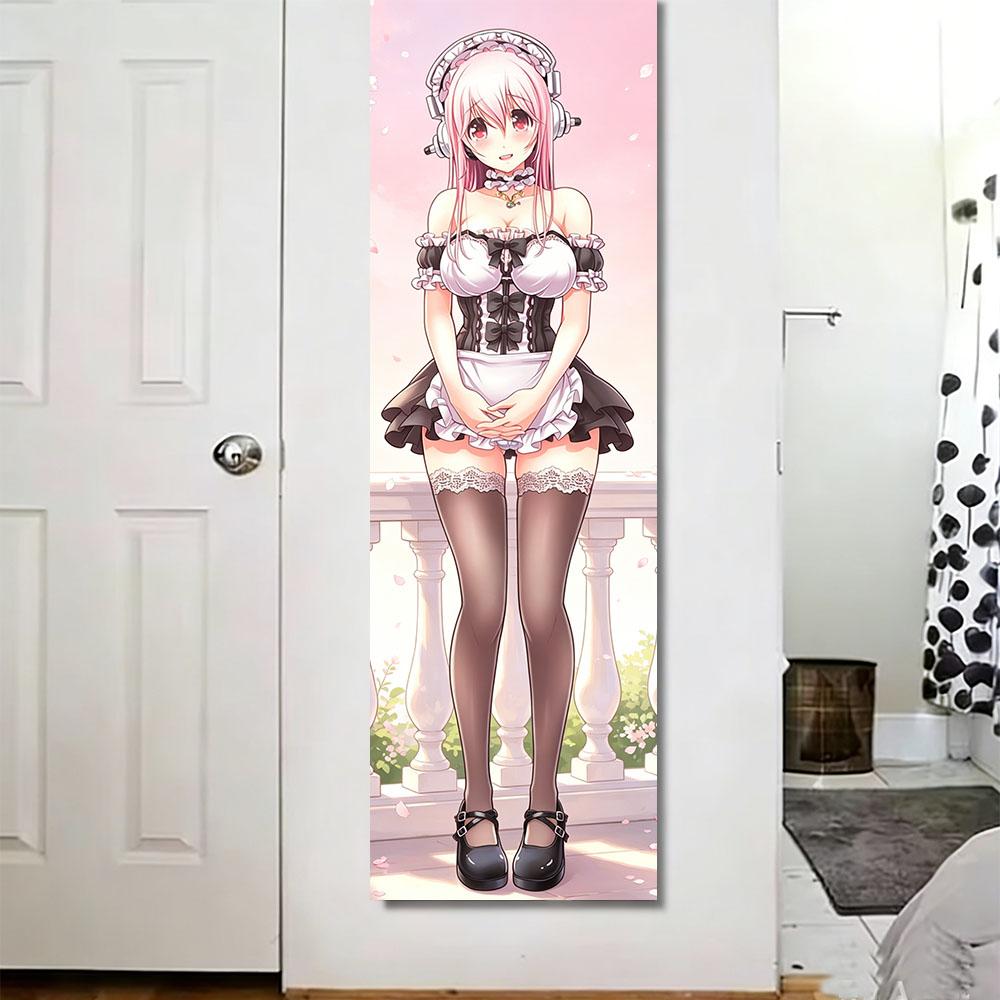 Kawaii S-S-Uper S-Sonico Maid Outfit Long Tapestry Hd Print Anime Wall Art For Teens Bedroom Dorm Room Decor