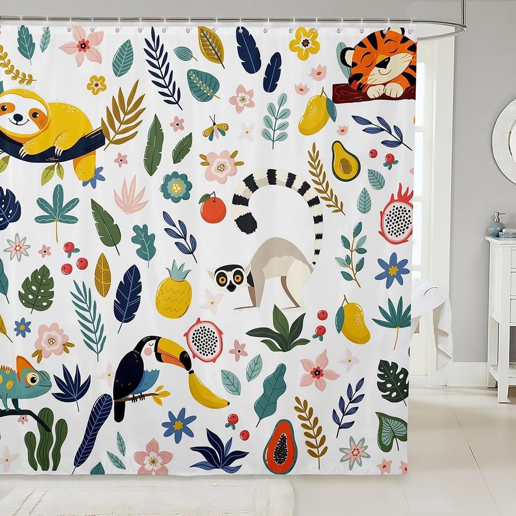 Puppy Shower Curtain Set Cartoon Corgi Shower Curtain for Teens Boys,Lovely Pup Dog Bath Curtain Doggy Cute Pet Toilet Lovely