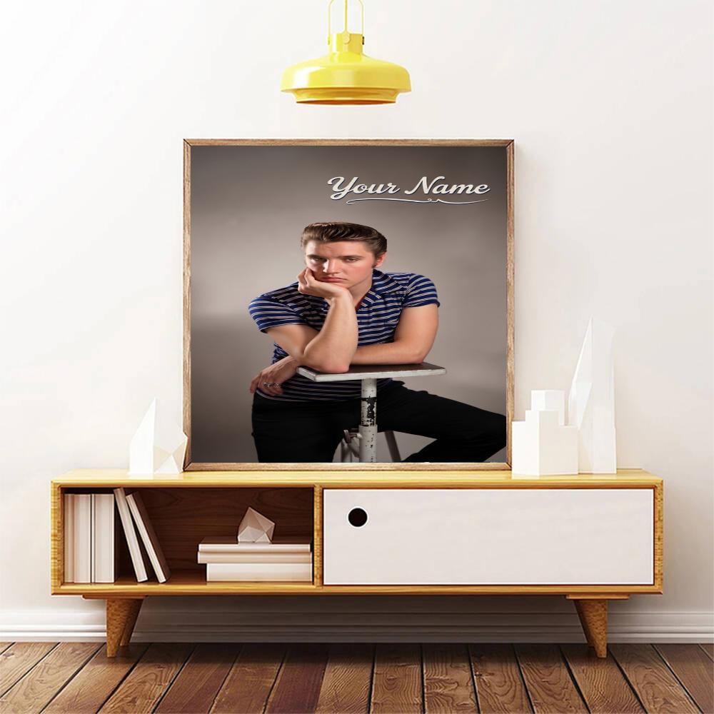 Elvis Presley Personalized Name Round Diamond Painting Kit Diamond Embroidery Painting Rhinestones Mosaic Frameless Handwork Decoration Arts