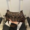 Women's Splicing Leopard Pattern Retro Bow Crossbody Bag New Trendy Fashion PU Leather Single Shoulder Underarm Small Square Bag