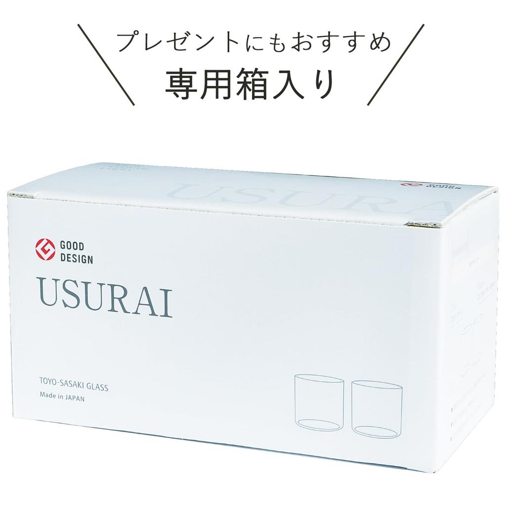 Toyo Sasaki Glass USURAI Tumbler Set, 355ml, Made in Japan, Dishwasher Safe, Shatter-Resistant, Good Design Award Winning, Suitable for Shochu,