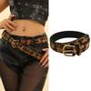 Brown Leopard Print Women's Belt Goth Retro Punk Girls Girdle Hip-hop Trendy Jeans Accessories Leather Pin Buckle Waistband