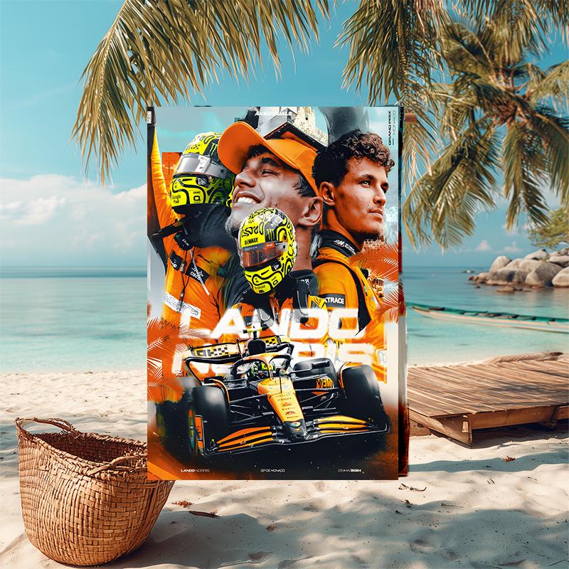 1pc Landos Norris Racing4 Beach Towel, Comfortable and Thick, and Swimming/Bath/Picnic/Camping Towel, Suitable for Seaside Beaches