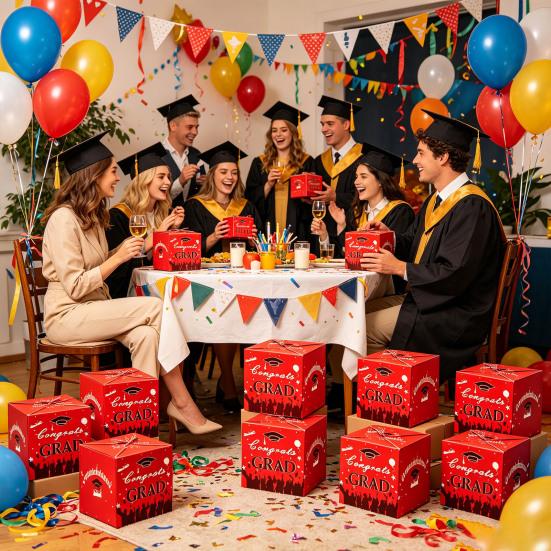 Bouncy Red Envelope Graduation Gift Box with Surprise Pop Up, Bouncy Envelope Gift Box for Graduation, Surprise Exploding Money Box for Graduation