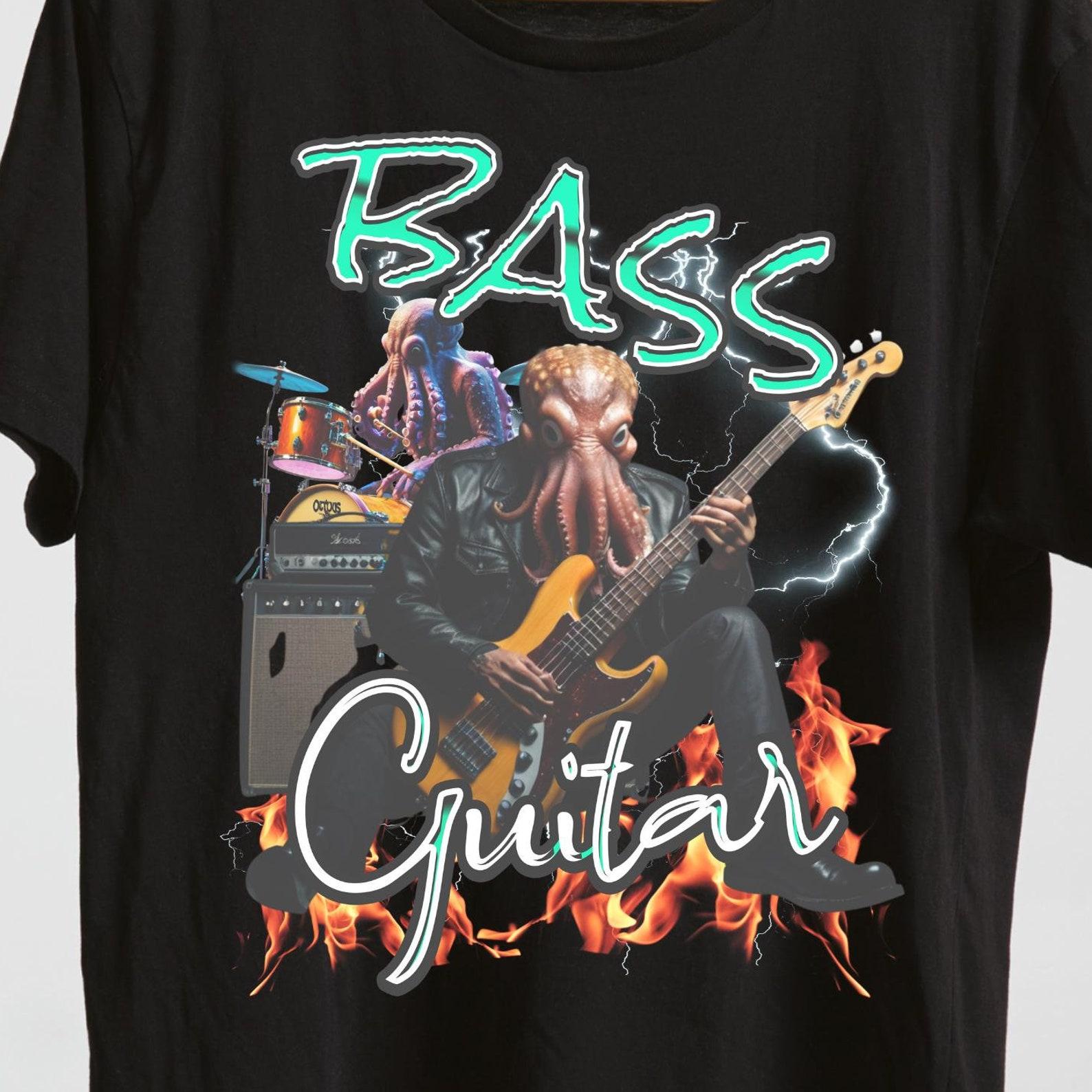Octopus Bass Guitar Player T-Shirt: Musician Gift M