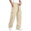 Pantalon de jogging cargo pour homme Coupe ample Jambe droite Taille élastique Pantalon athlétique décontracté