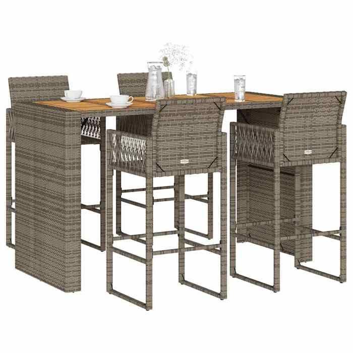 VidaXL Ensemble de bar de jardin 5 pcs sans coussins gris poly rotin 3328893
