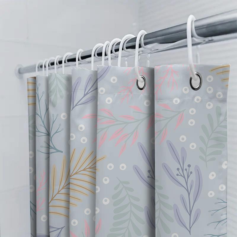 Colorful Floral Pattern Shower Curtain Waterproof Bath Decor For Bathroom Decoration Home Accessories Light Blue, Green Pink